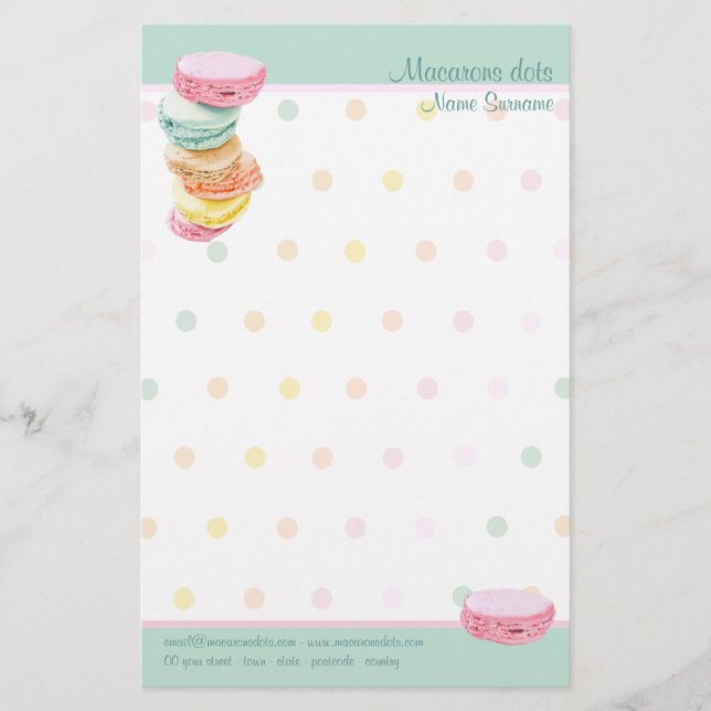 Papelaria Papel de Carta de Pontos Macarons (Frente)