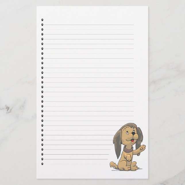 Papelaria Papel De Carta De Pupppy Linhado Adorável (Frente)