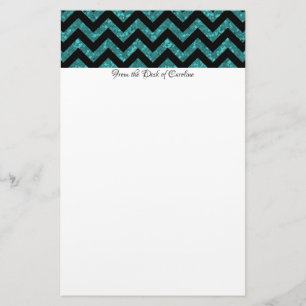 Papelaria Papel de Carta de Téal Glitter Chevron