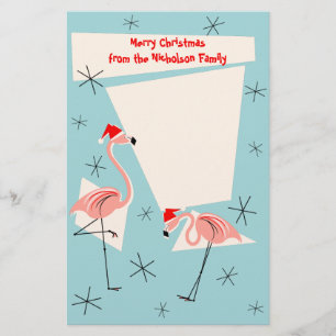 Papelaria Papel de carta de texto azul Flamingo Santas
