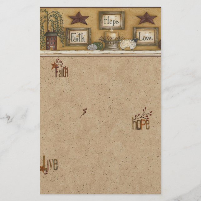 Papelaria Papel de carta do amor da esperança da fé (Frente)