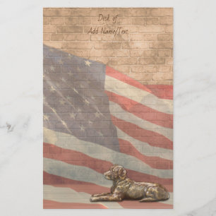 Papelaria Papel de carta do cão da bandeira americana