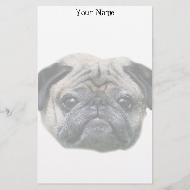 Papelaria Papel de carta do cão do Pug (Frente)
