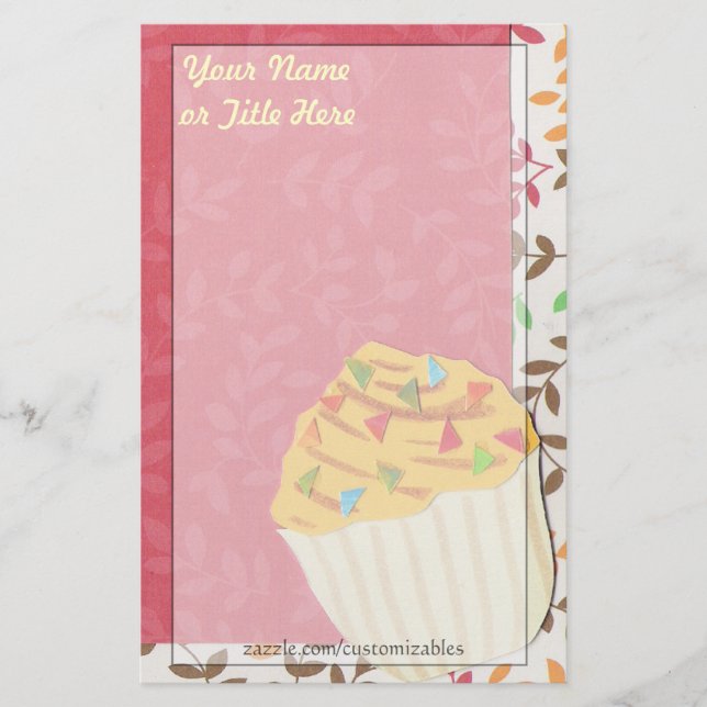 Papelaria Papel de carta do Cupcake Confetti (Frente)