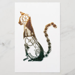 Papelaria Papel de carta do gato de Steampunk