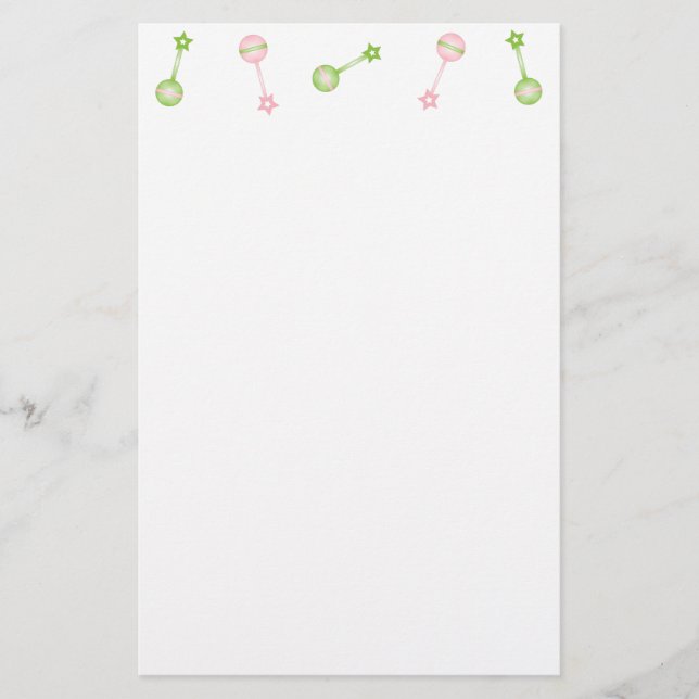 Papelaria Papel de carta do rolo do chocalho n (rosa e (Frente)