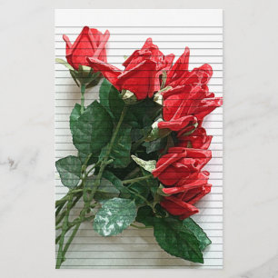 Papelaria Papel de Carta do Rosa vermelha Buquê - grandes li