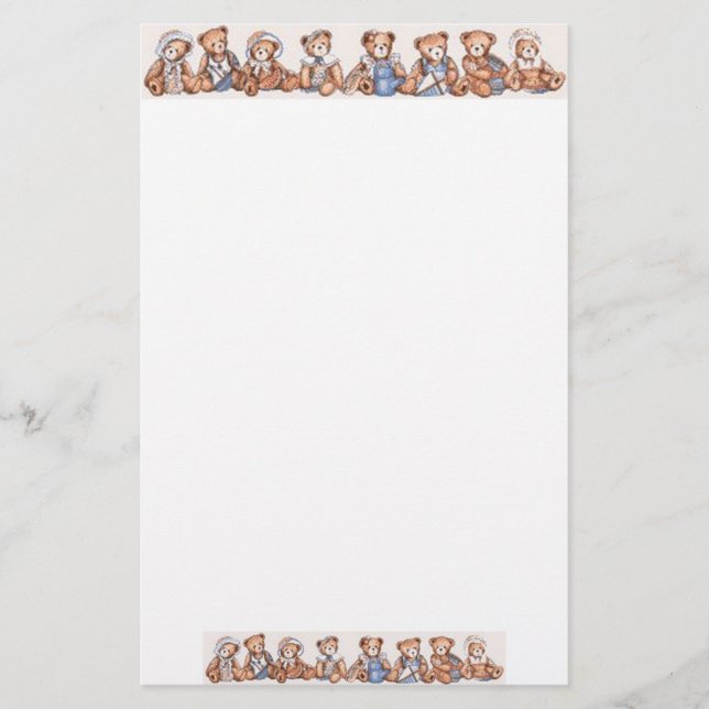 Papelaria Papel de carta do urso de ursinho (Frente)