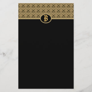 Papelaria Papel de Carta Dourado Monograma Preto