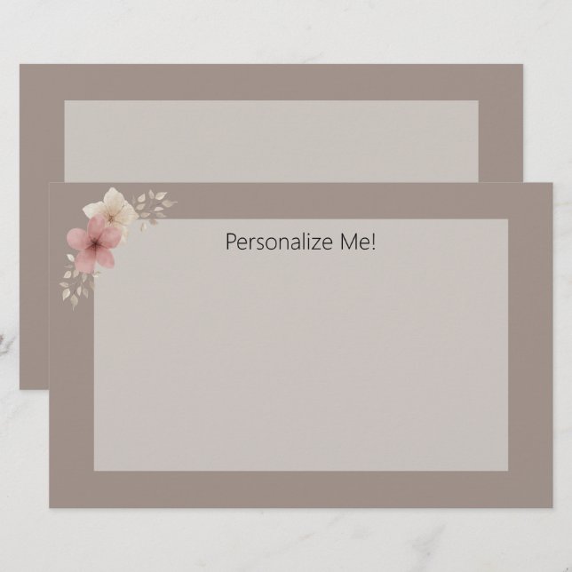Papelaria Papel de Carta e Papel de Carta Floral Personaliza (Frente/Verso)