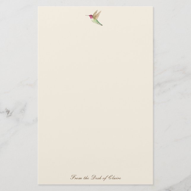 Papelaria Papel de Carta Ecru Hummingbird (Frente)