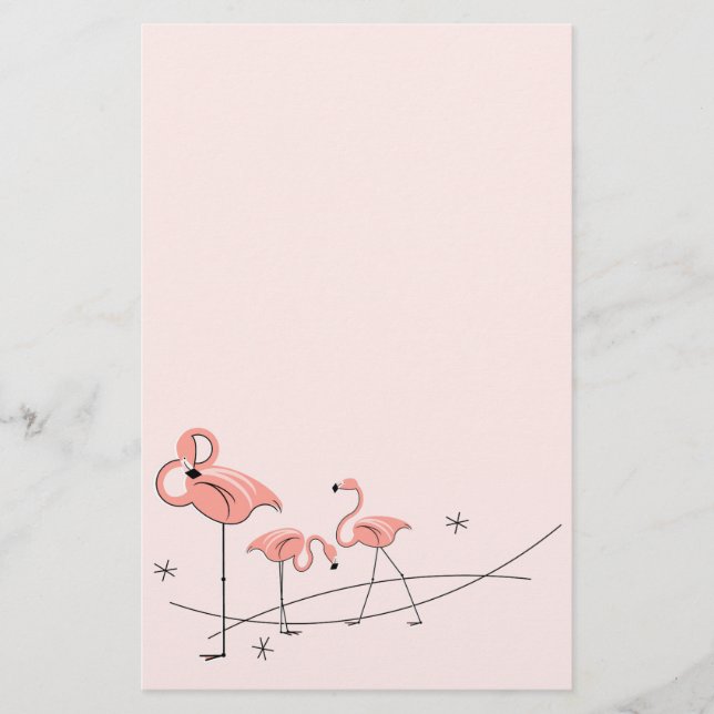 Papelaria Papel de carta Flamingos Pink Trio (Frente)
