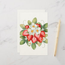 Papel de Carta Flor de Morango Fruta Estacionária