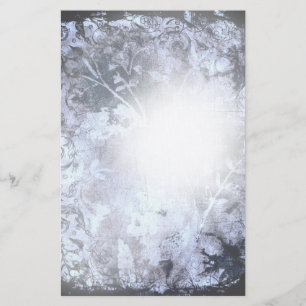 Papelaria Papel de Carta Floral Abstrato Grunge Negro