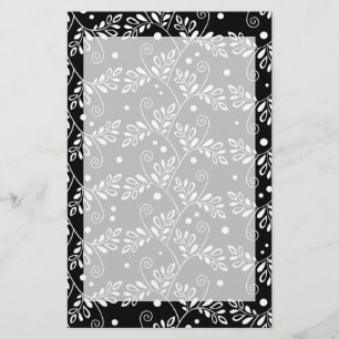 Papelaria Papel de carta floral branco-preto