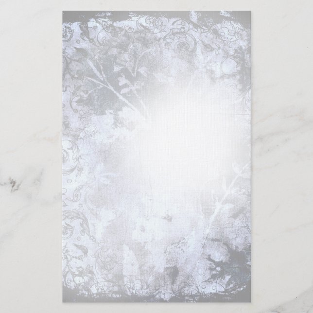 Papelaria Papel de carta Floral de Abstrato Grunge de Carvão (Frente)