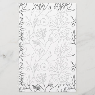 Papelaria Papel de carta floral preto e branco