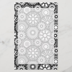 Papelaria Papel de carta floral preto e branco