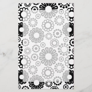 Papelaria Papel de carta floral preto e branco