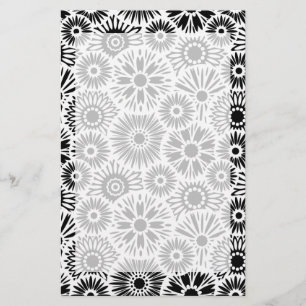 Papelaria Papel de carta floral preto e branco