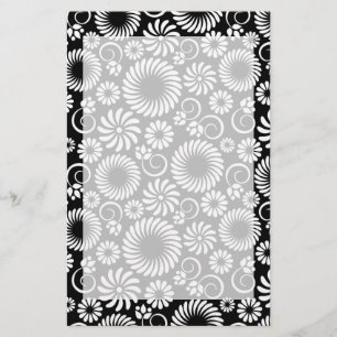 Papelaria Papel de carta floral preto e branco