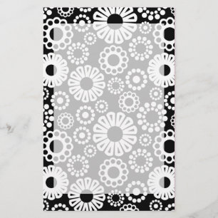 Papelaria Papel de carta floral preto e branco