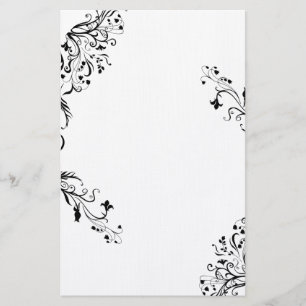 Papelaria Papel de Carta Floral Preto Vinculante