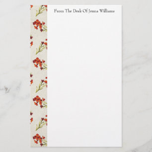 Papelaria Papel de Carta Floral Vermelho