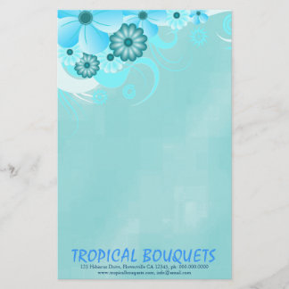 Papelaria Papel de Carta Florista de Hibiscus Azul-Aqua Escu