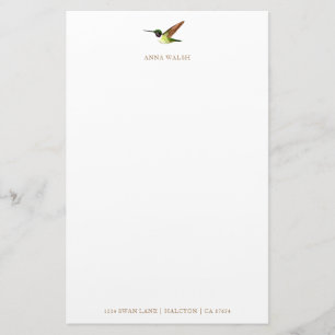 Papelaria Papel de Carta Hummingbird de Anna Personalizada