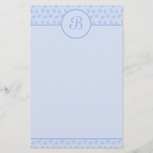 Papelaria Papel de Carta Inicial do Monograma Floral Azul