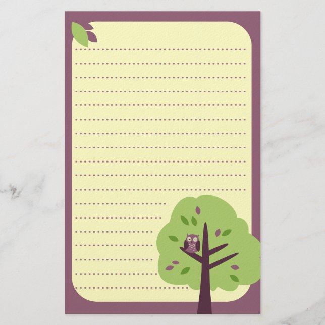 Papelaria Papel de carta Kitschy da coruja (Frente)