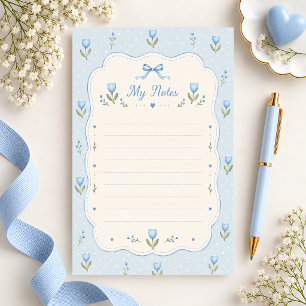Papelaria Papel de Carta Listrado de Tulipa Aquarela Azul Fo