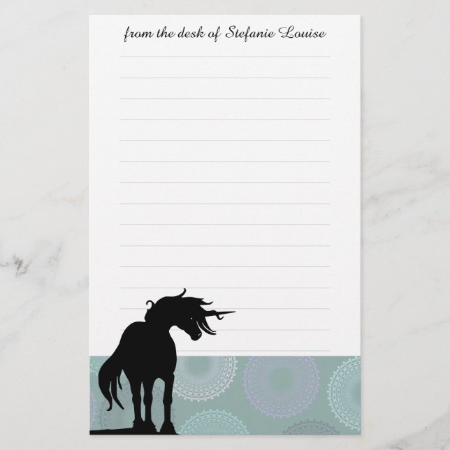 Papelaria Papel de Carta Mane Unicorn (círculo verde) (Frente)