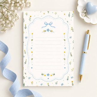 Papelaria Papel de Carta Minimalista com Flores Silvestres A