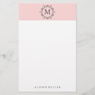 Papelaria Papel de Carta Moderno, Cor-de-Rosa Esbranquiçado