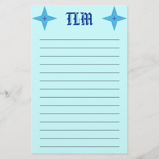 Papelaria Papel de Carta Monograma Blue Star (Frente)