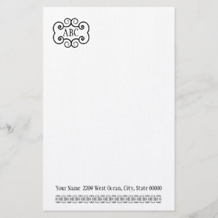 Papelaria Papel de carta/Monograma de cor branca