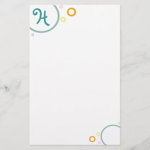 Papelaria Papel de carta "Monograma H" em círculos coloridos