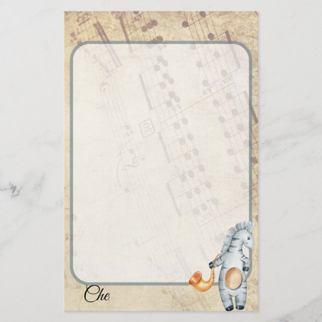 Papelaria Papel de Carta Musical em Vintage Personalizado (Frente)