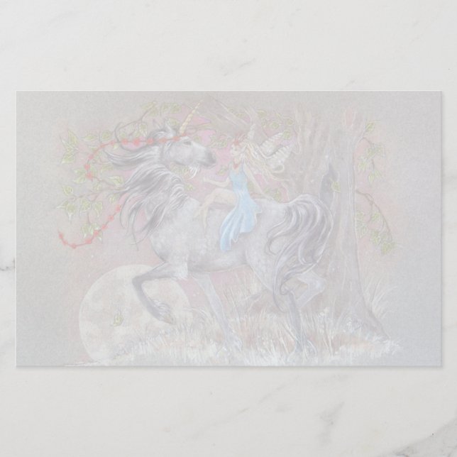 Papelaria Papel de carta - namorados do unicórnio (Frente)