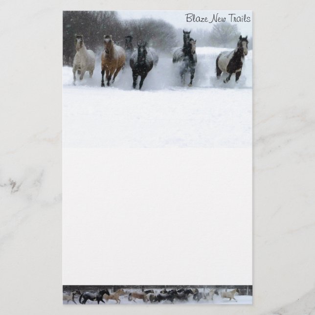 Papelaria Papel de carta novo do cavalo das fugas da chama (Frente)