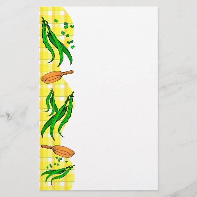 Papelaria Papel de Carta Pan Retro-Kitchen Frying Green Bean (Frente)