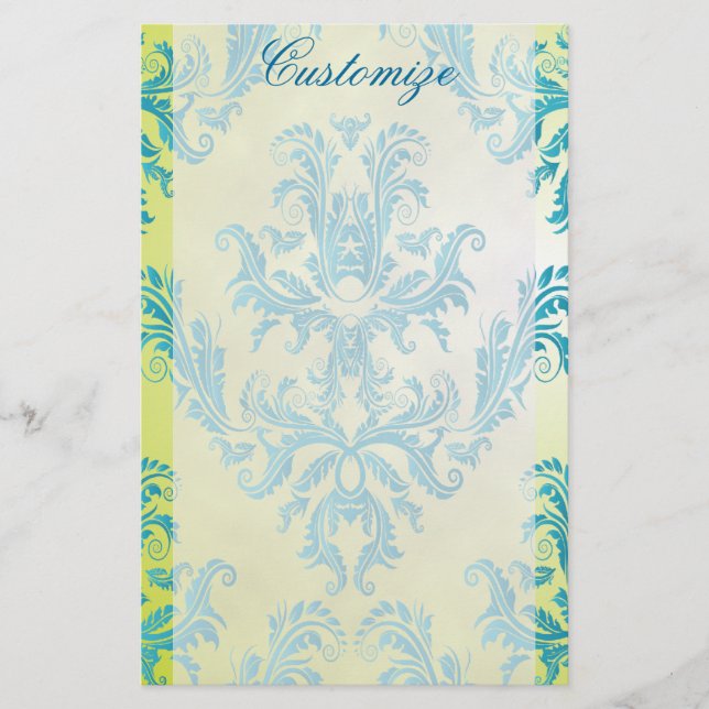 Papelaria Papel de carta para danos à imagem azul e verde (Frente)