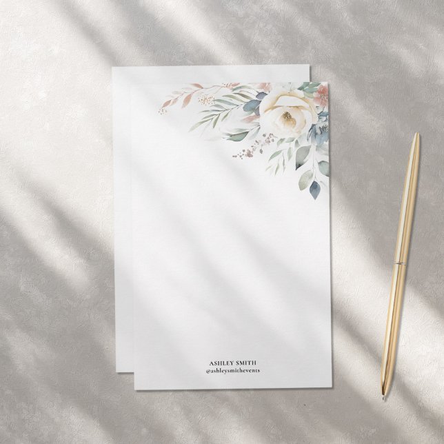 Papelaria Papel de carta para monograma floral elegante (Criador carregado)