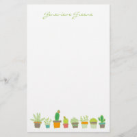 Papel de carta para monogramas suculentos, ilustra