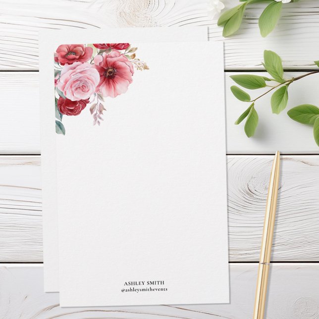 Papelaria Papel de Carta Personalizada Floral Elegante (Criador carregado)