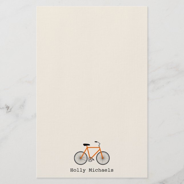 Papelaria Papel de Carta Personalizado Bicicleta Laranja (Frente)
