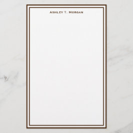 Papelaria Papel de Carta Personalizado Branco Castanho Simpl