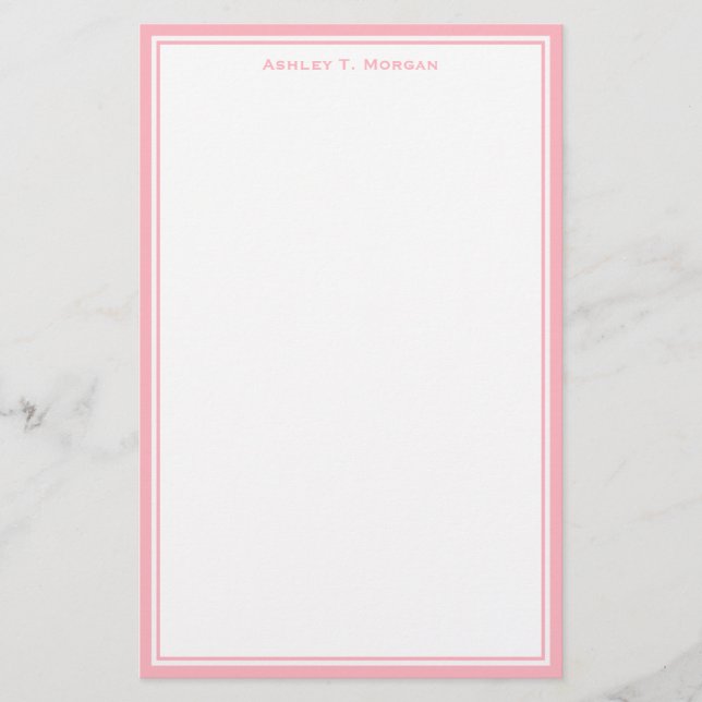 Papelaria Papel de Carta Personalizado Branco Cor-de-rosa Si (Frente)